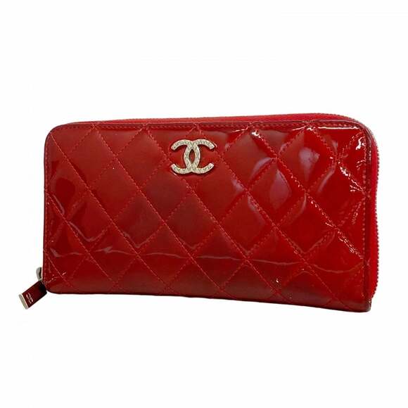 CHANEL Handbags - CHANEL Red Leather Wallet